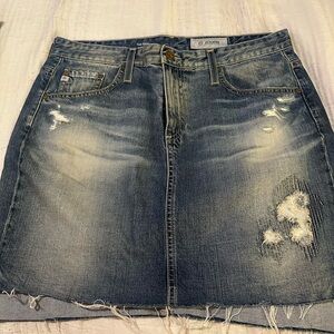 AG Adriano Goldschmied Blue Distressed Mini Skirt